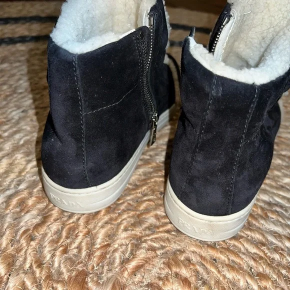 Prada Linea Rossa Shearling High Top Sneakers boots - Picture 8 of 13